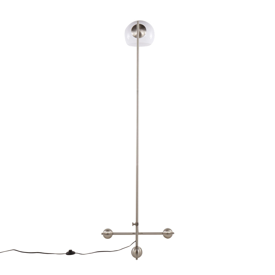 Eileen - Contemporary Floor Lamp - Nickel / White