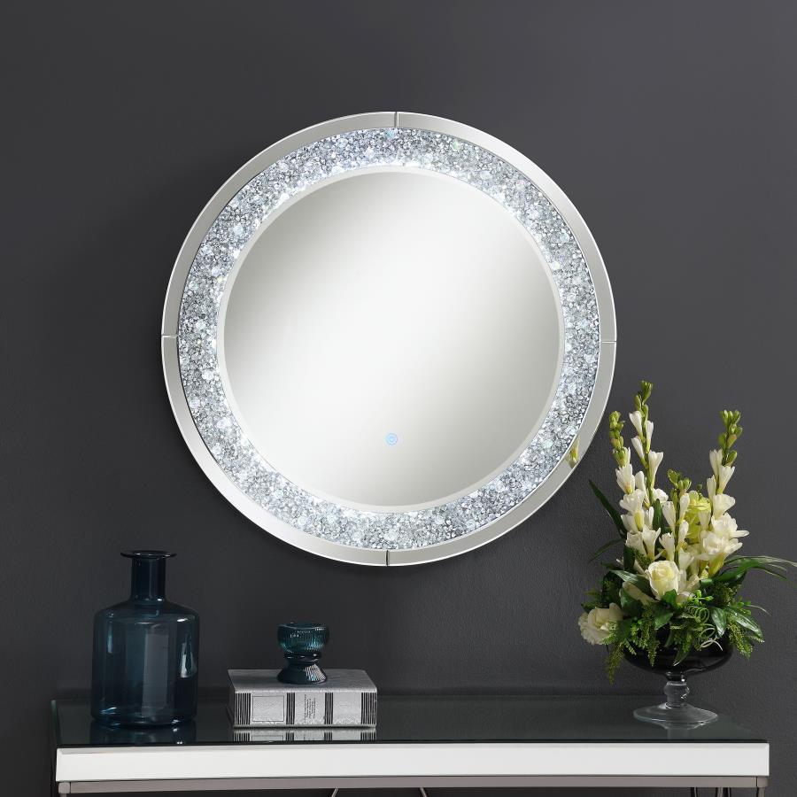 Lixue - Round Wall Mirror LED Lighting - Silver by CoasterEssence | Bel Furniture