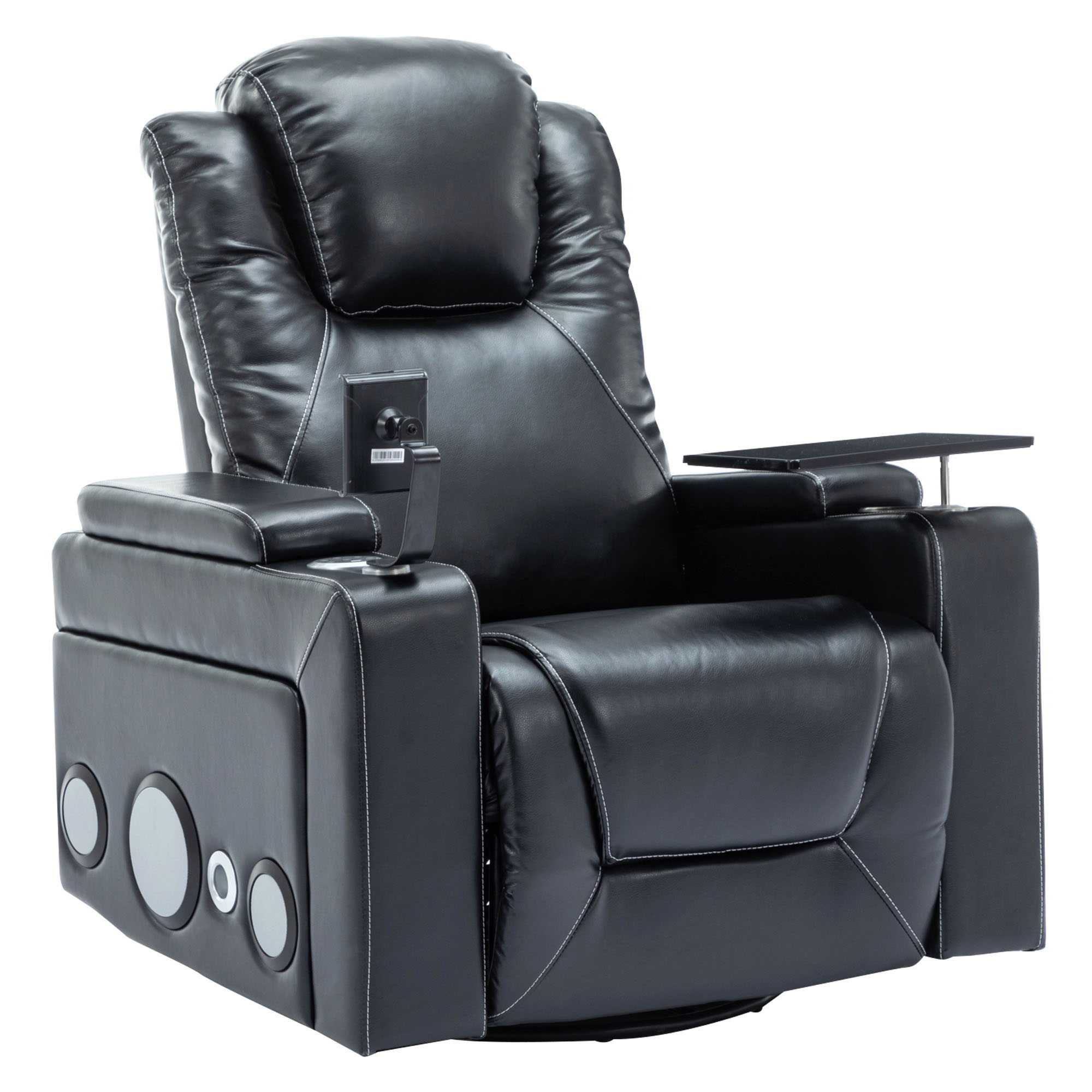 270° Swivel Power Recliner Individual Seat Home Theater Recliner With Surround Sound, Cup Holder, Removable Tray Table, Hidden Arm Storage For Living Room