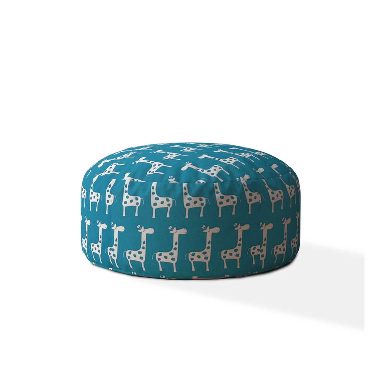 Cotton Round Giraffe Pouf Ottoman - Blue / White