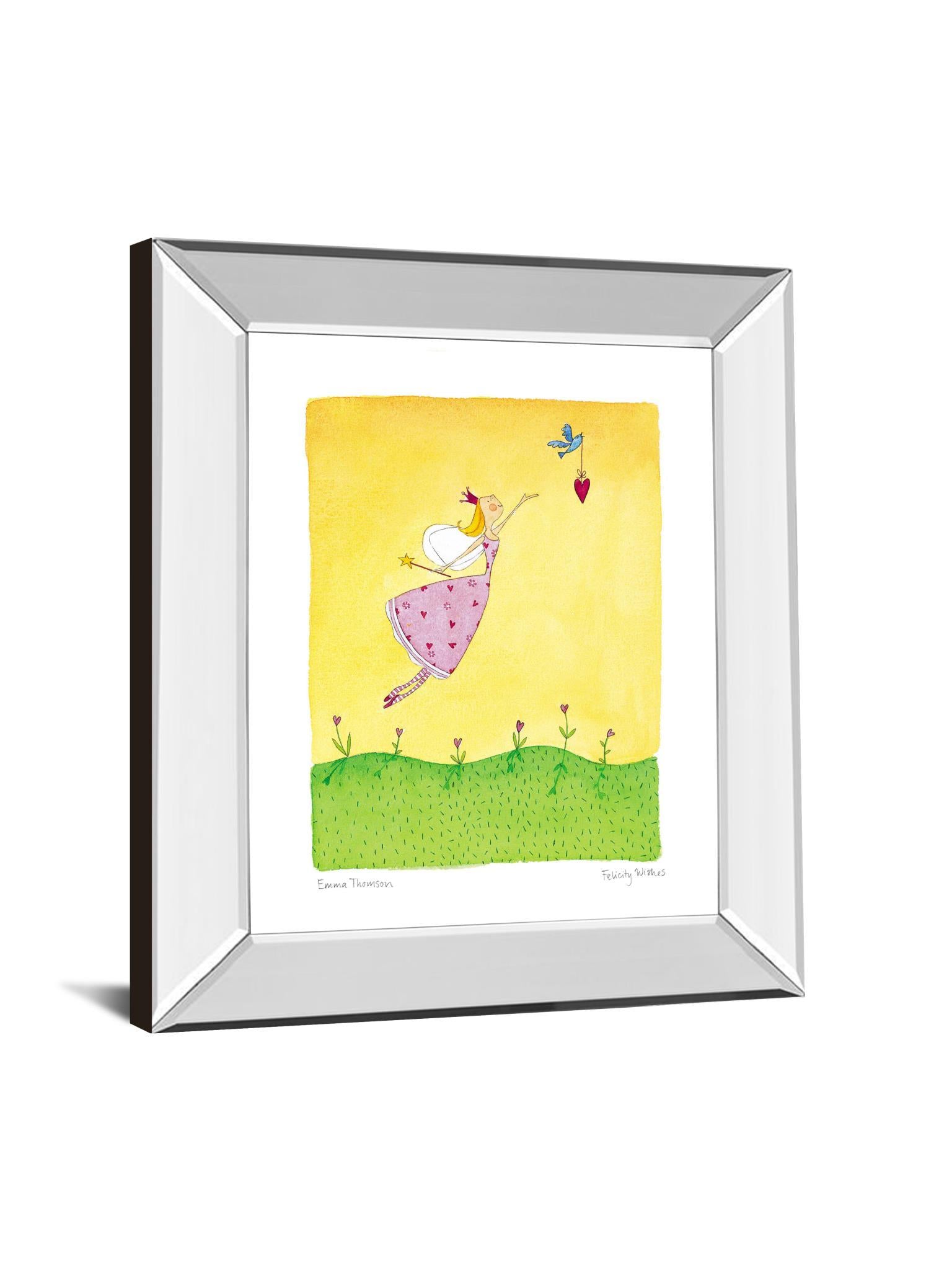 Felicity Wishes Il By Emma Thomson - Mirror Framed Print Wall Art - Yellow