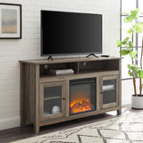 Classic Glass Door Fireplace Tall TV Stand For TVs Up To 65"