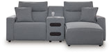Modmax - Salt And Pepper - Reclining Sectional Gray 3 Pc. Right Arm Facing Chaise Power Reclining Sectional With Audio Console by Signature Design by Ashley® | Bel Furniture