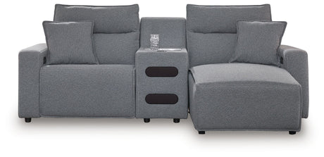 Modmax - Salt And Pepper - Reclining Sectional Gray 3 Pc. Right Arm Facing Chaise Power Reclining Sectional With Audio Console by Signature Design by Ashley® | Bel Furniture