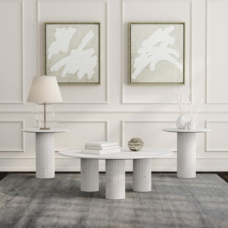 Astoria - Marble Coffee Table Set White 3 Pc. Coffee Table, 2 End Tables by Coaster Fine Furniture | Bel Furniture