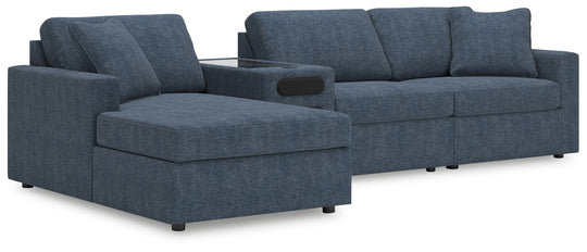 Modmax - Ink - Sectional Blue 4 Pc. Sectional With Laf Corner Chaise And Audio Console by Signature Design by Ashley® | Bel Furniture