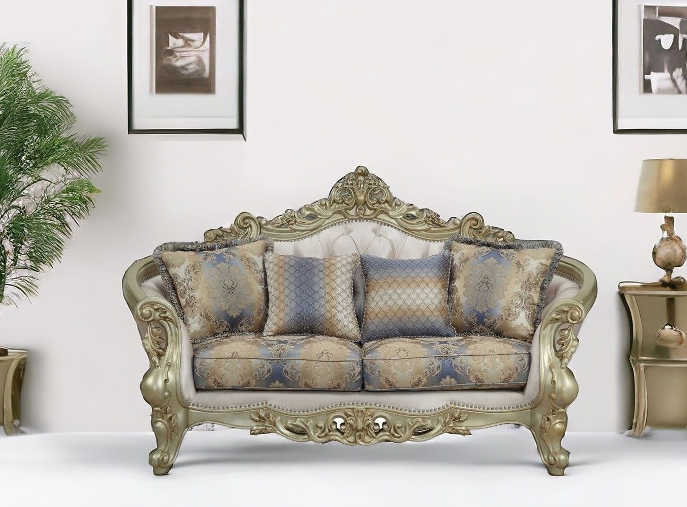 Floral Loveseat Pillows - Gold / Toss