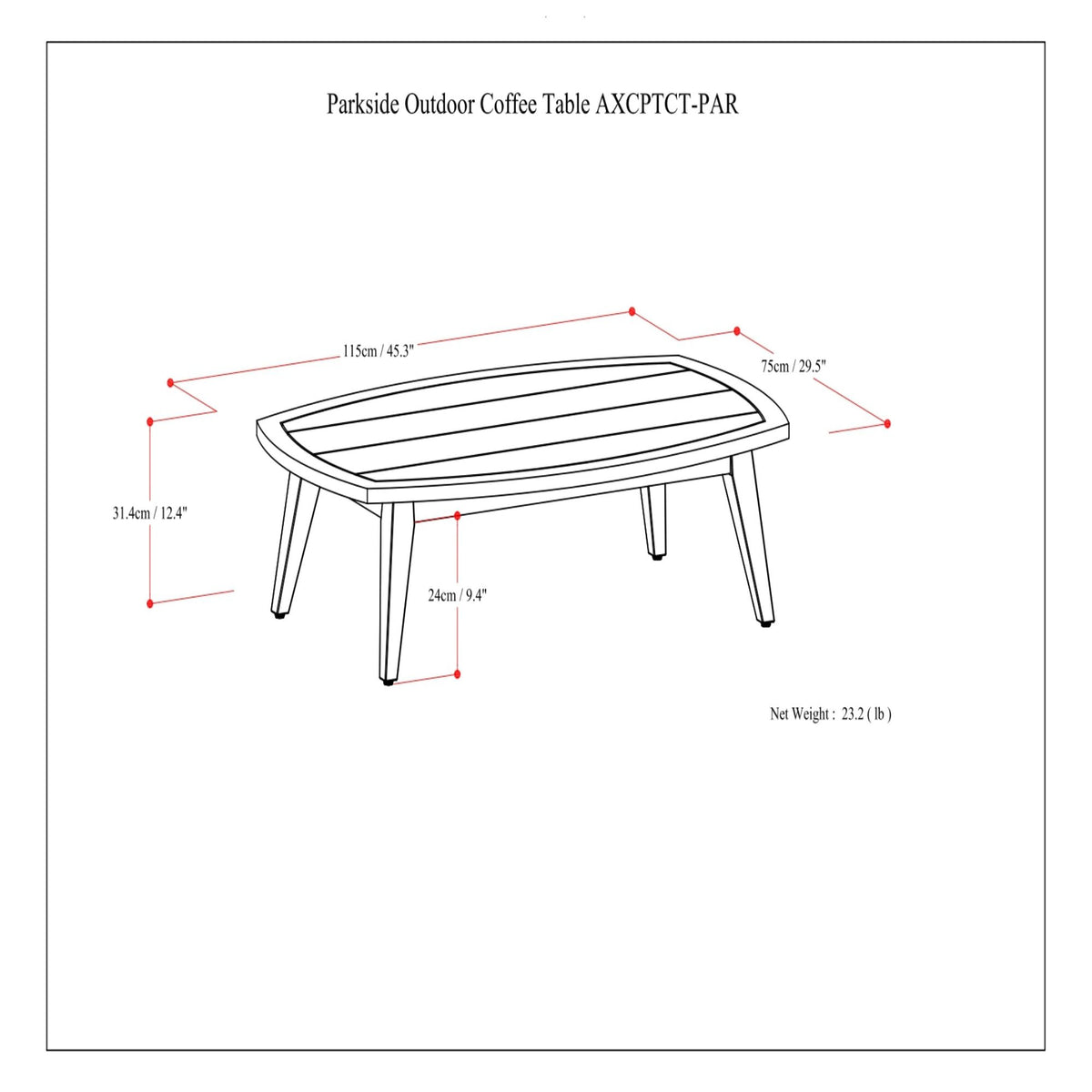 Parkside - Outdoor Coffee Table - Light Teak - view 2