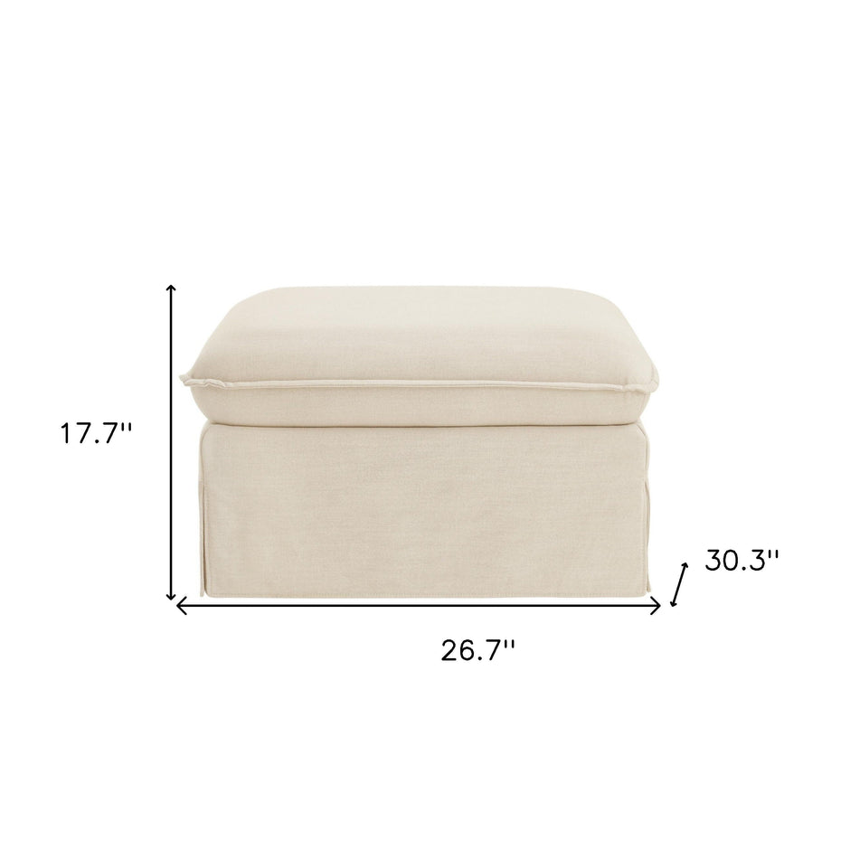 Linen Ottoman - Beige