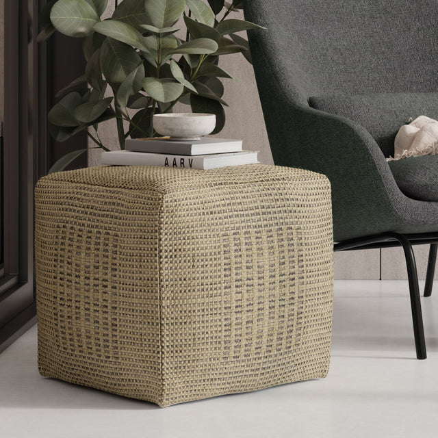 Delilah - Square Woven Pouf - Natural by Simpli-Home | Bel Furniture