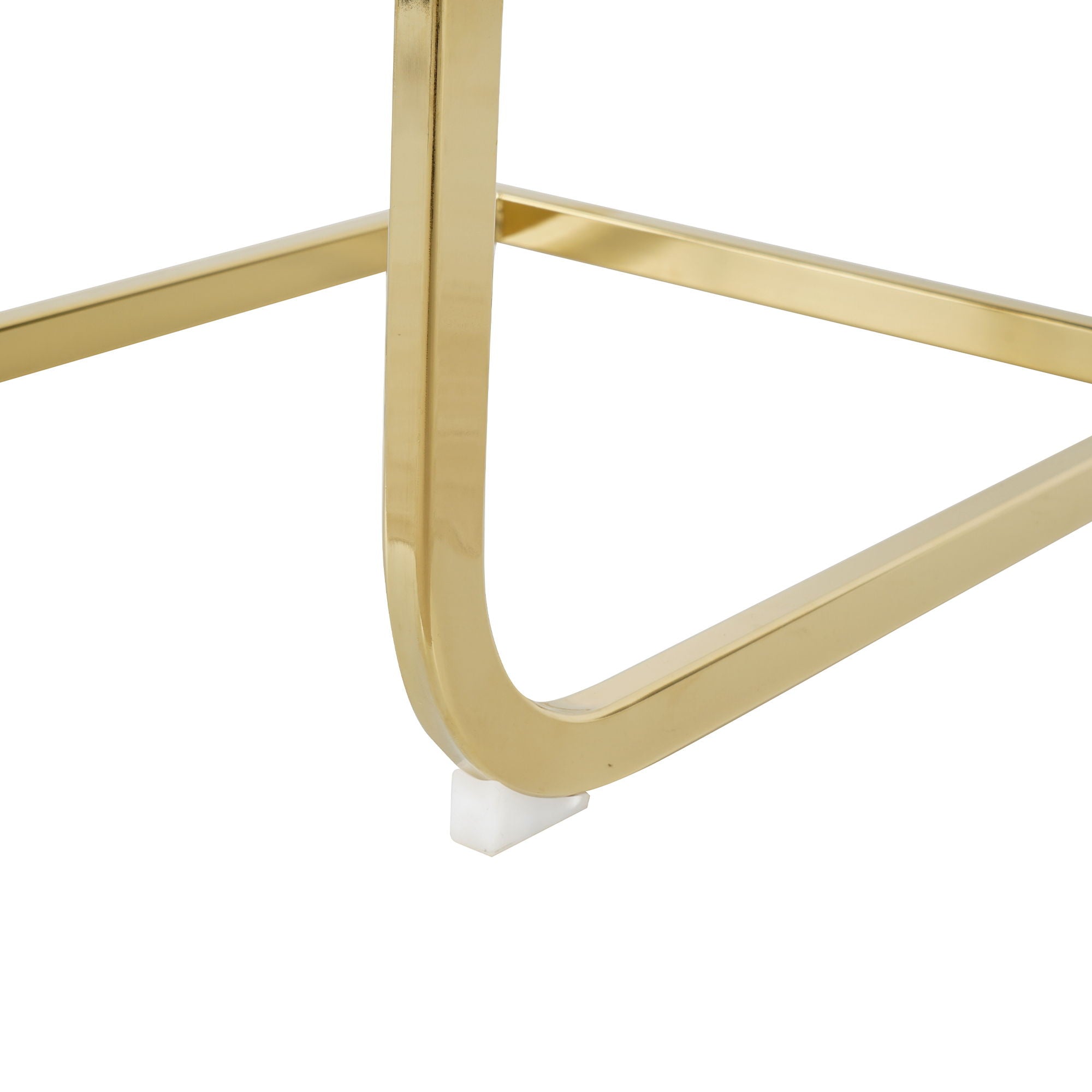 Modern Style Glass Dining Table With Elegant Transparent Design, Solid Support Base, Pale Yellow Dining Chair Set With Gold-Plated Legs, Suitable For Restaurant Kitchens