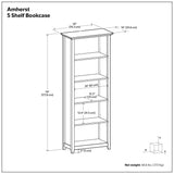 Amherst - 5 Shelf Bookcase, Handcrafted