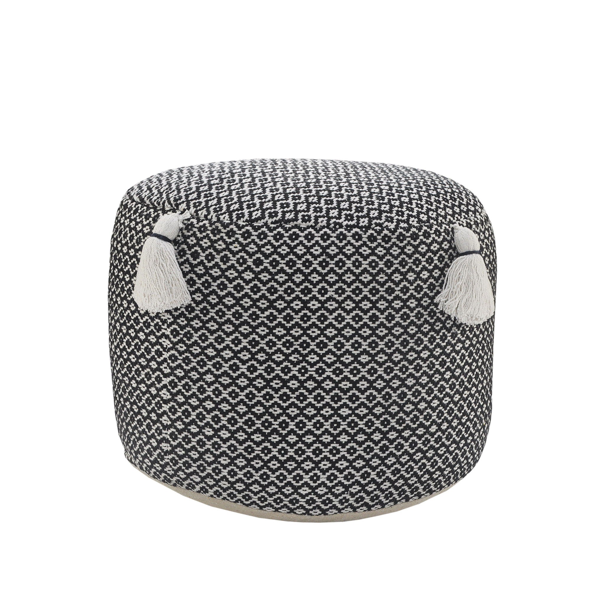 Cotton Ottoman Round - Black