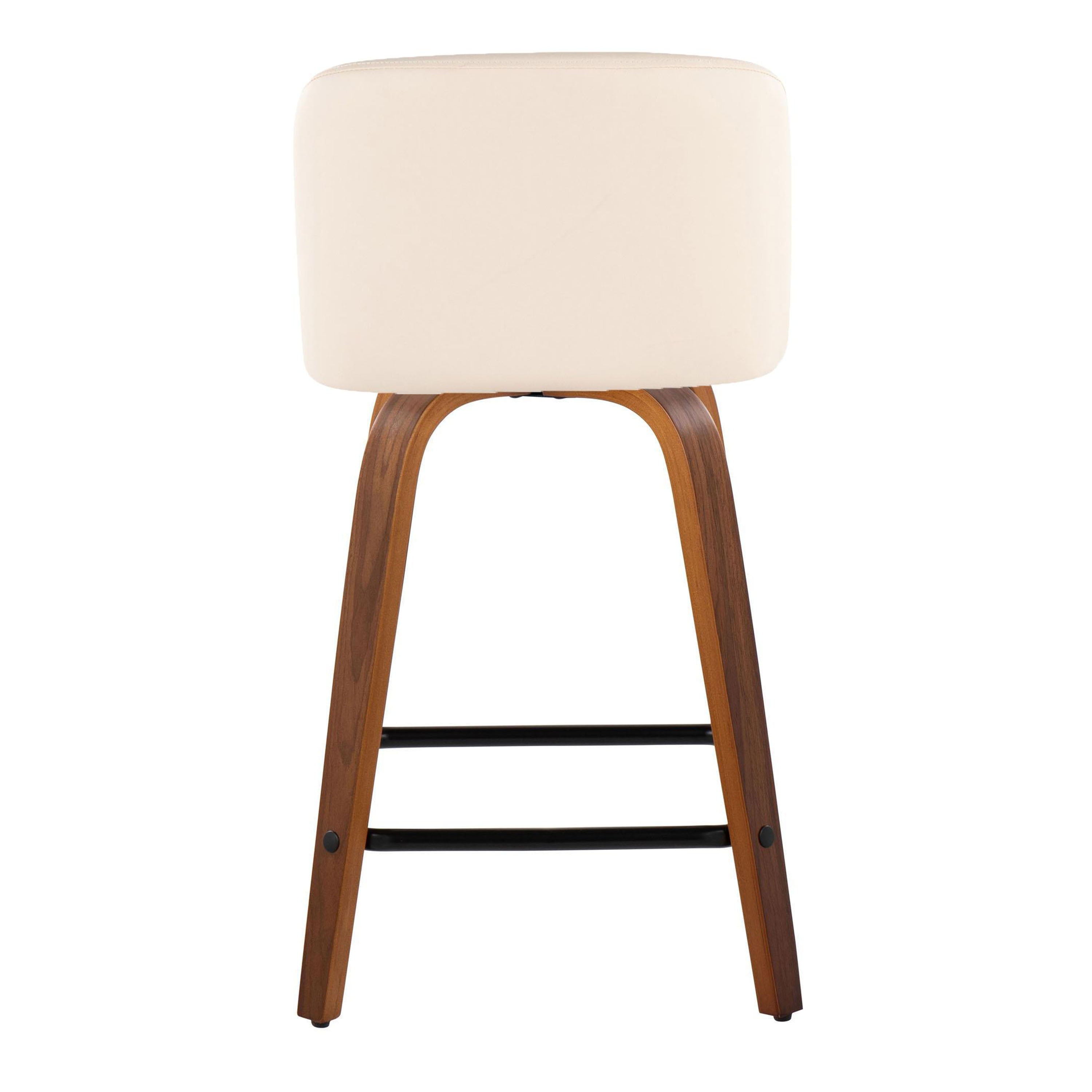 Toriano - Mid Century Modern Fixed Height Counter Stool With Swivel With Square Footrest (Set of 2)