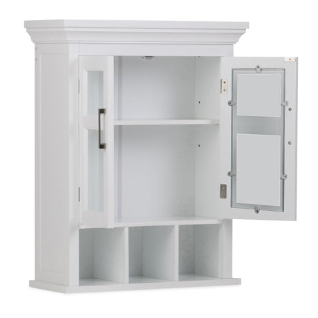 Avington - Two Door Wall Cabinet With Cubbies - Pure White by Simpli-Home | Bel Furniture