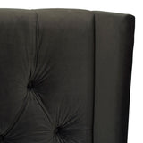David - King Tufted Wingback Bed - Dark Charcoal Gray by Jennifer Taylor Home | Bel Furniture