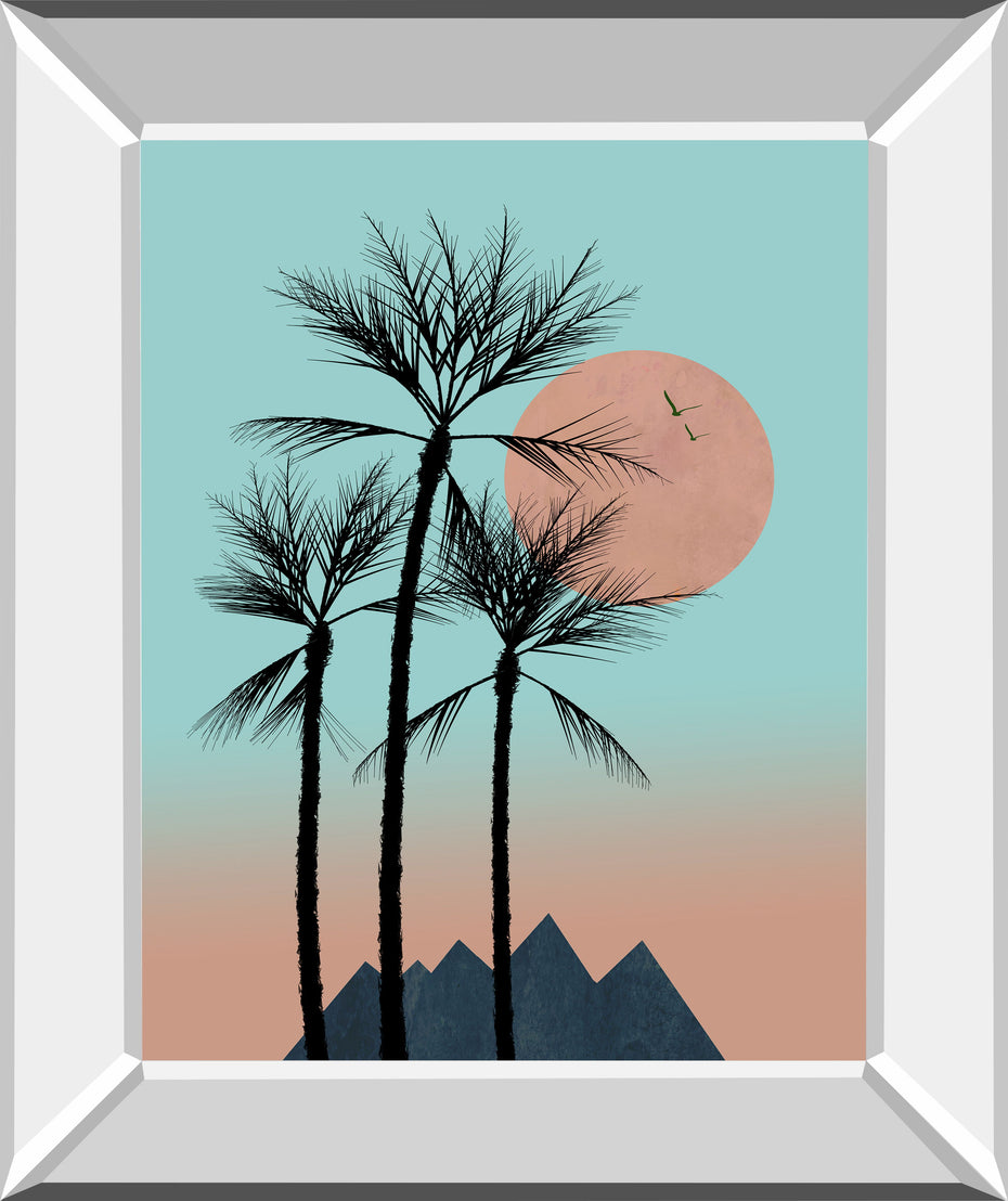 Passion In The Tropics II By Hal Halli - Mirror Framed Print Wall Art - Light Blue