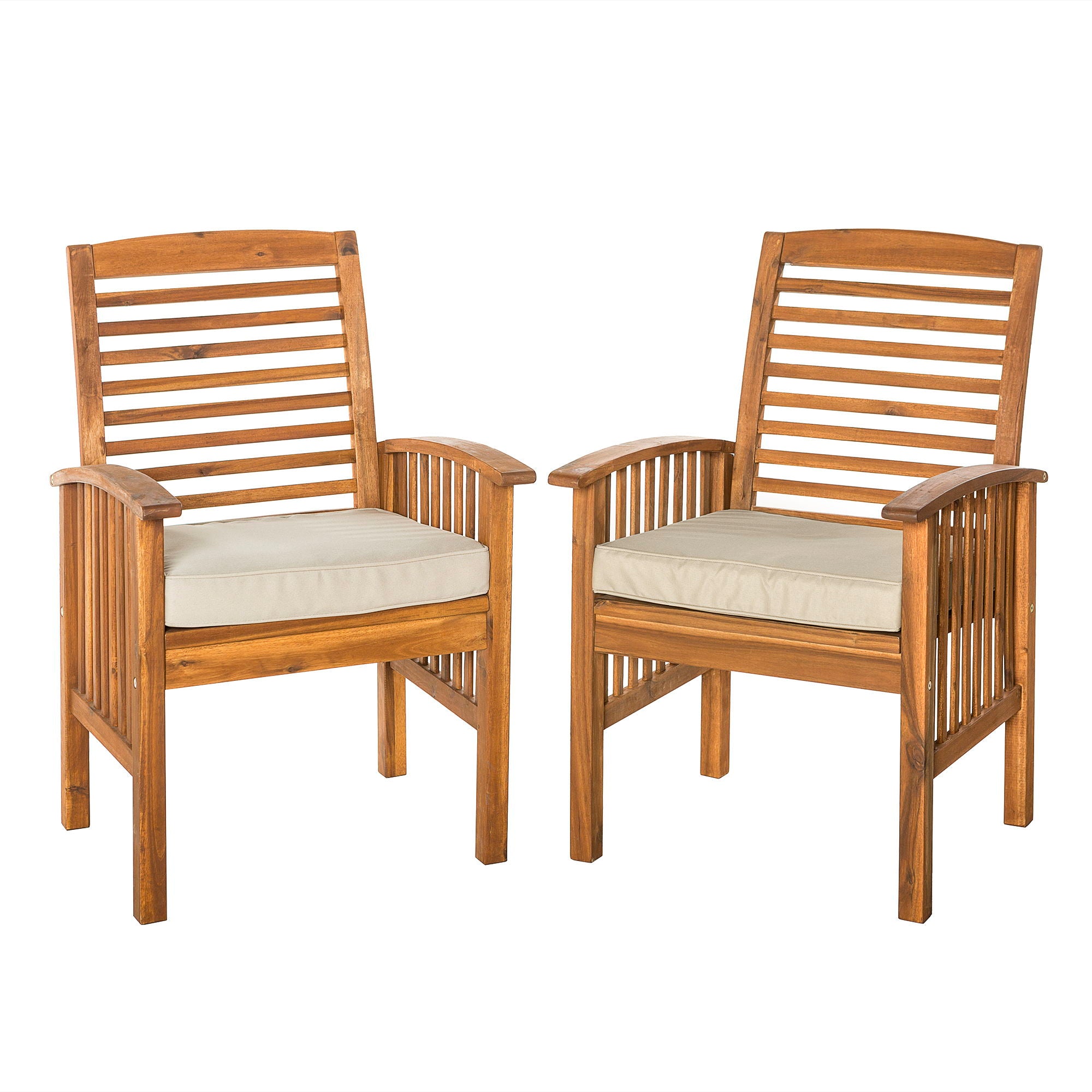 Modern 2 Piece Slat Back Patio Chairs With Cushions