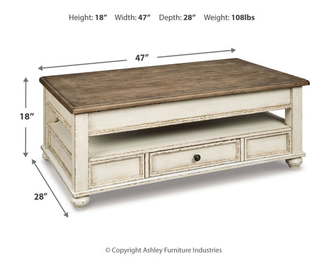 Realyn - Lift Top Cocktail Table - White / Brown - view 3