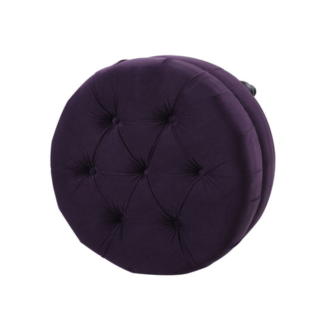 Dawn - Tufted Round Ottoman Nailhead Accents - Purple by Jennifer Taylor Home | Bel Furniture