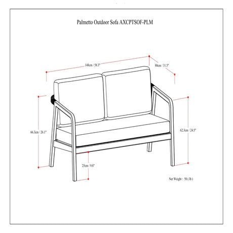 Palmetto - Outdoor Sofa - Stone Gray - view 2