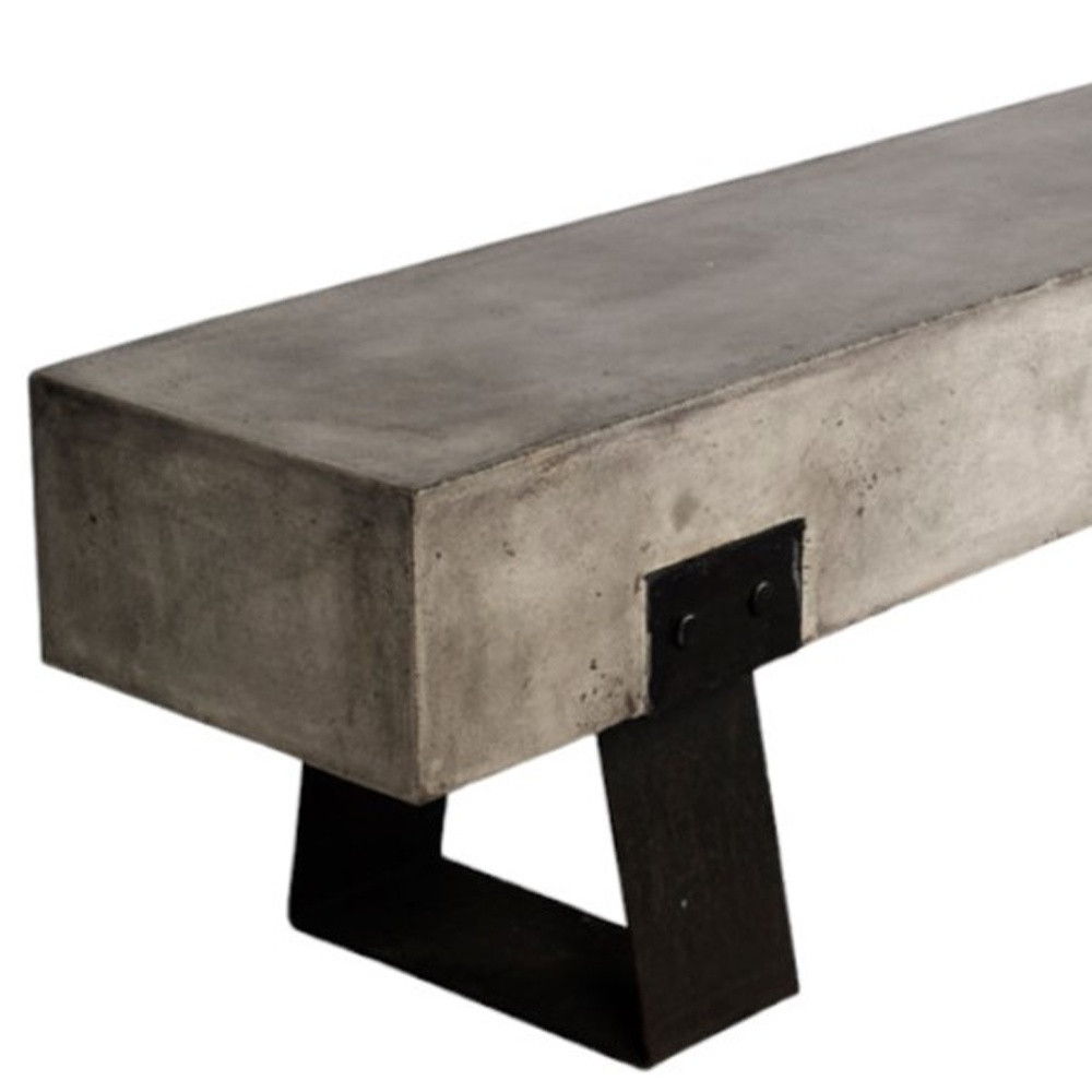 Metal And Concrete Indoor Outdoor Bench - Gray / Black