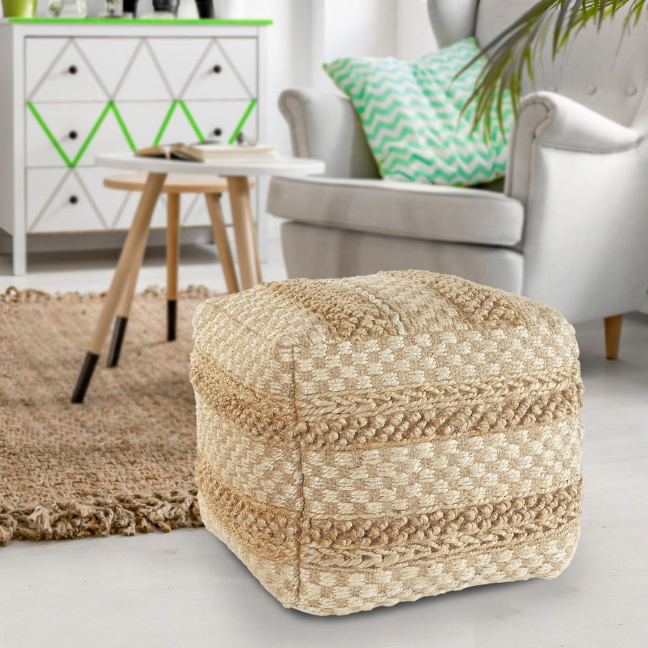 Jute Ottoman Square - Tan