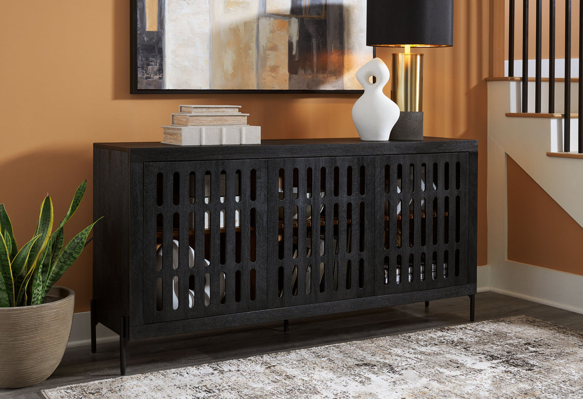 Vallisburg - Black / Natural - Accent Cabinet by Signature Design by Ashley® | Bel Furniture