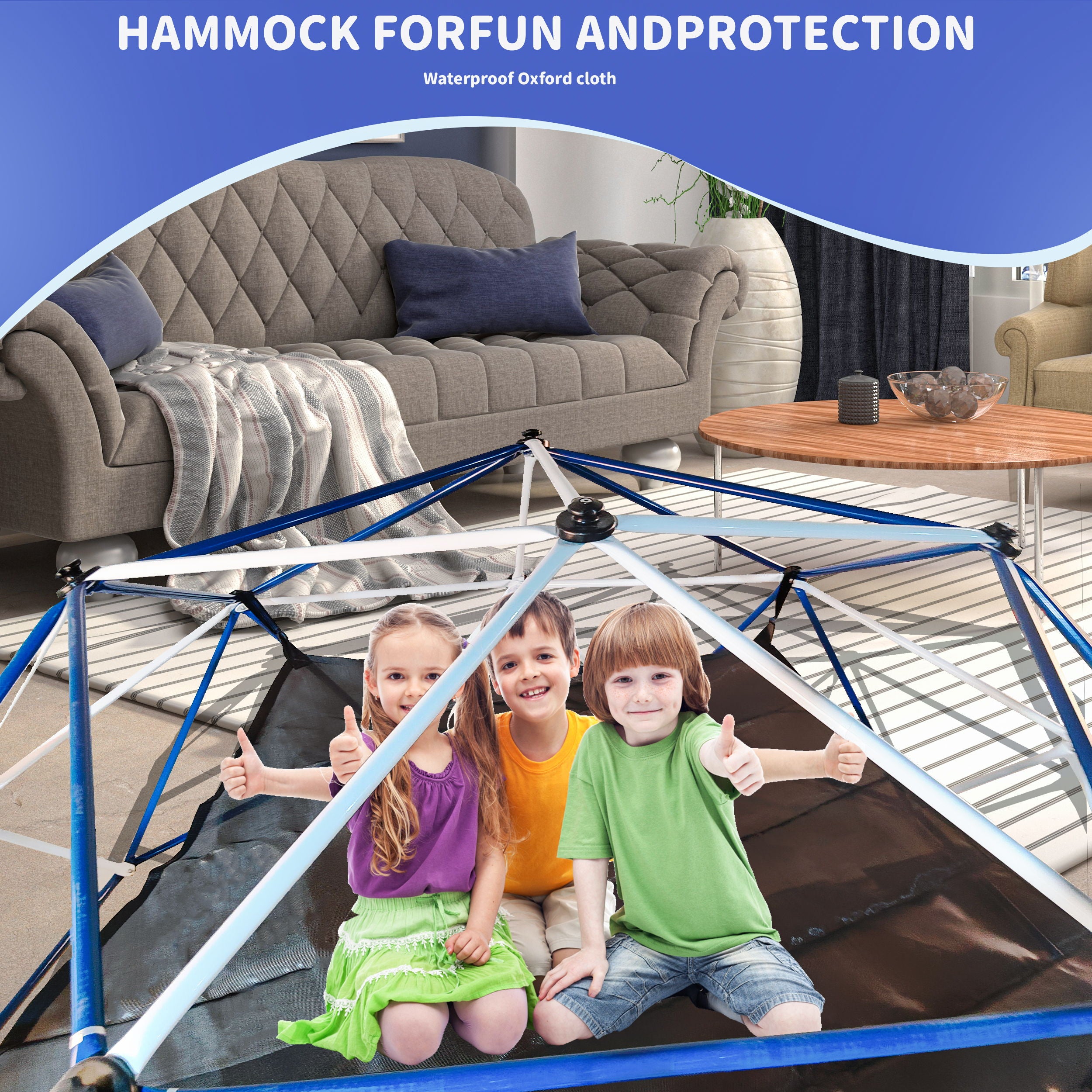 10Ft Climbing Dome For Kids Jungle Gym Apply To Park Dome Climber With Hammock Playground Equipment - Colorful