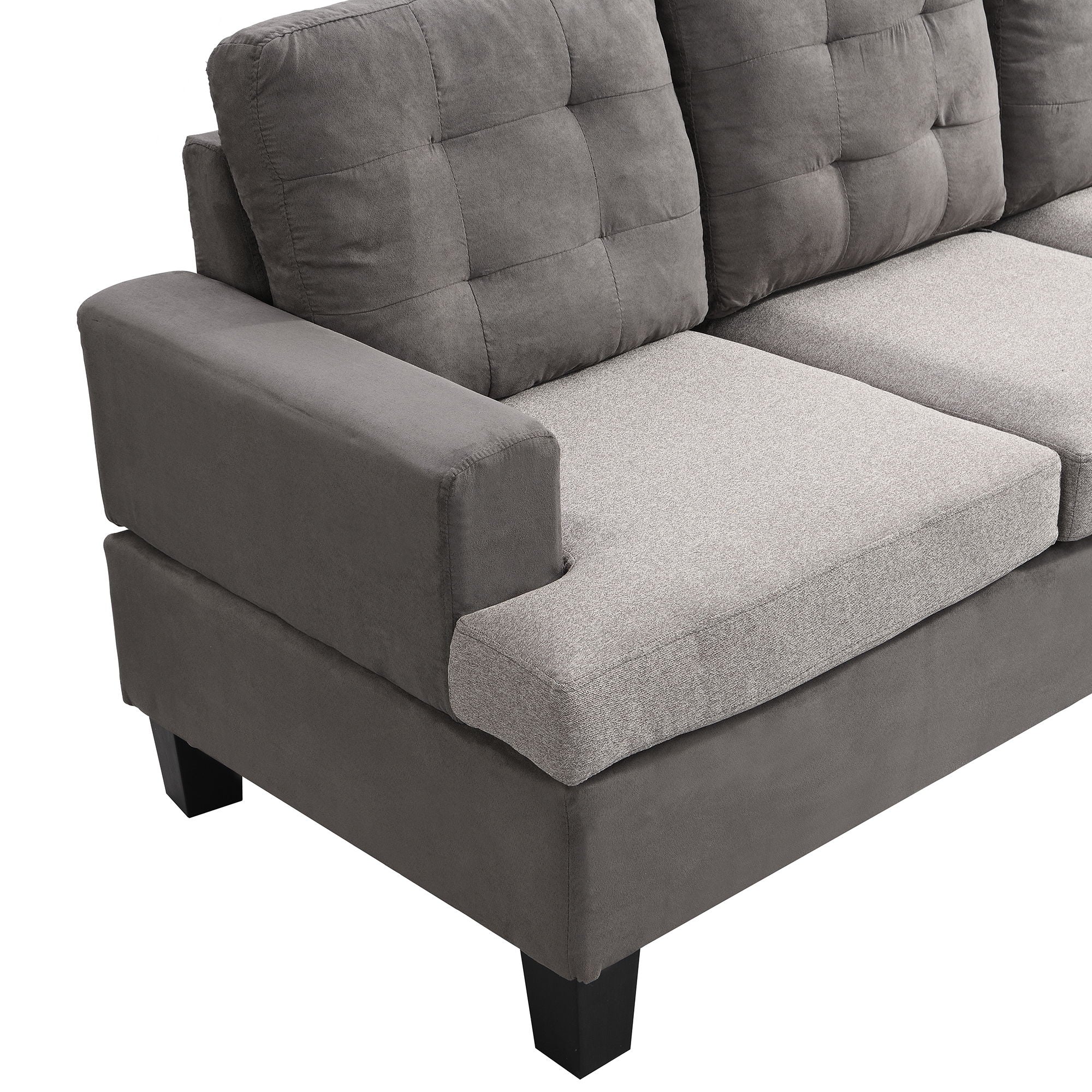 Sofa Set With Chaise Lounge And Storage Ottoman - Gray