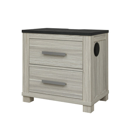 Augusta - Nightstand With Top, 2 Drawers, Block Feet - Beige Brown