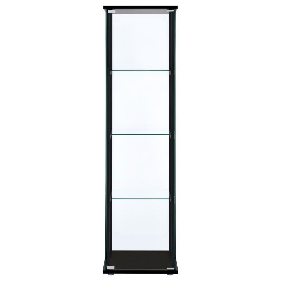Cyclamen - 4-Shelf Clear Glass Curio Display Cabinet - Black by CoasterEveryday | Bel Furniture