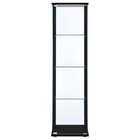 Cyclamen - 4-Shelf Clear Glass Curio Display Cabinet - Black by CoasterEveryday | Bel Furniture