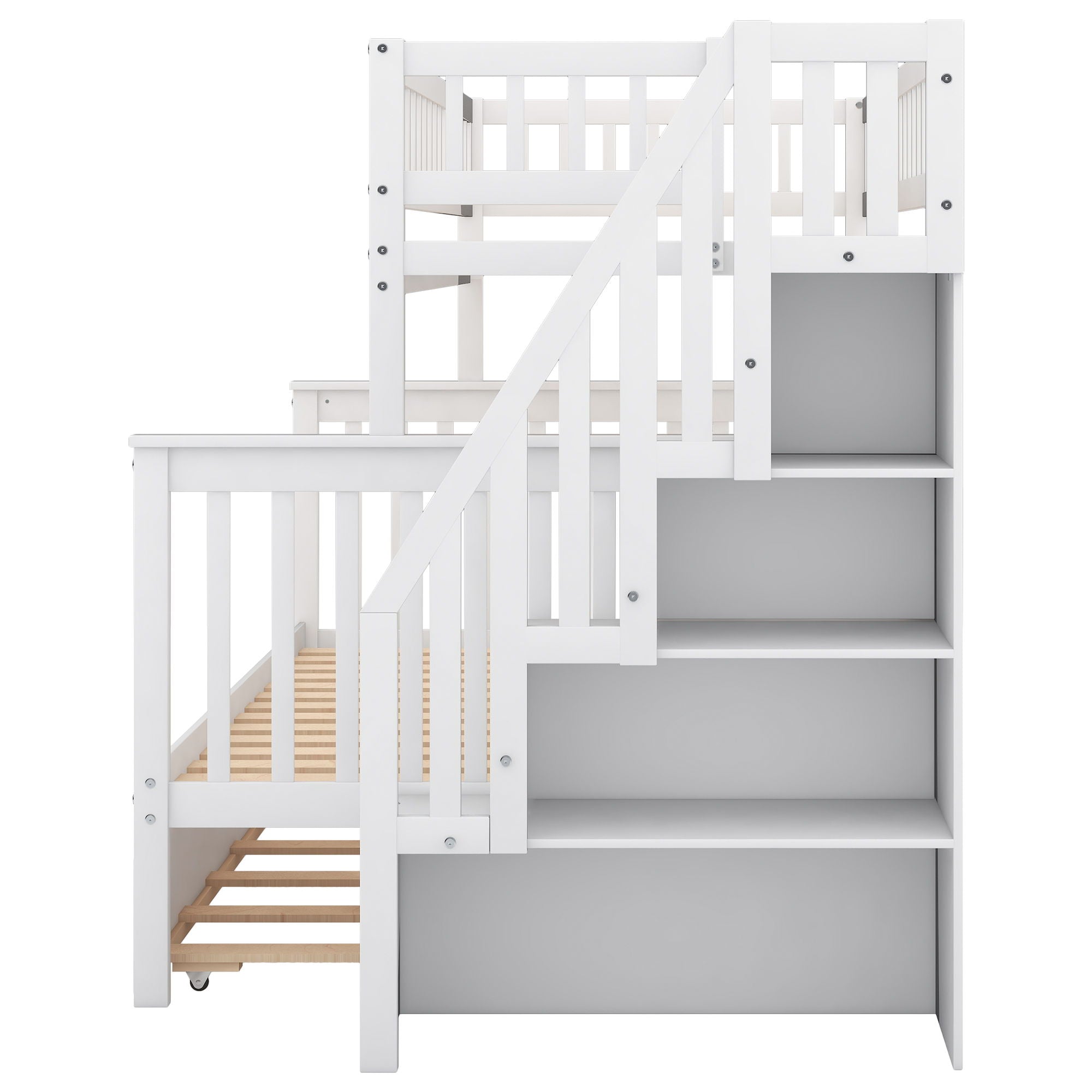 Twin Over Full Bunk Bed With Trundle And Staircase