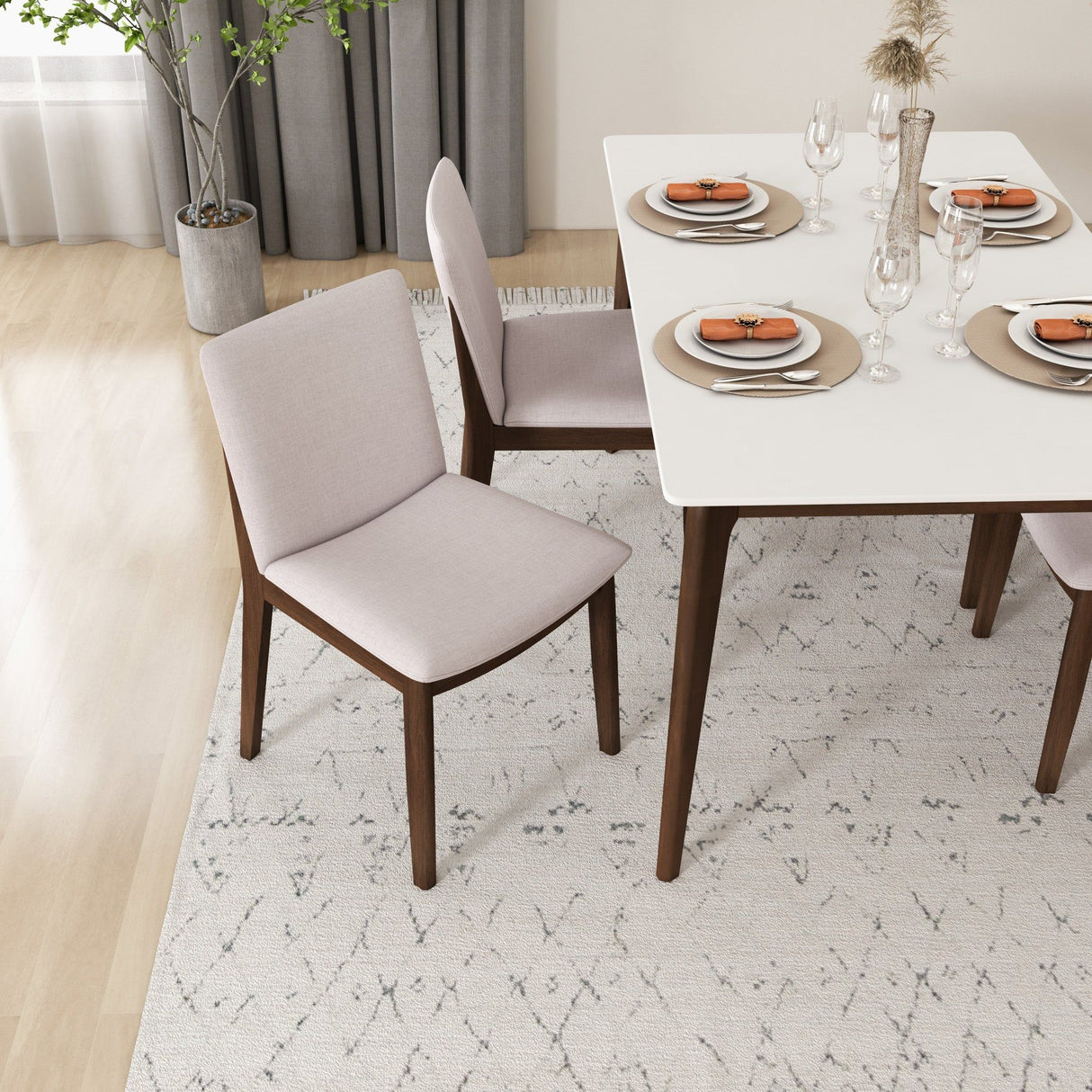 Laura - Mid-Century Modern Solid Wood Dining Chair (Set of 2)