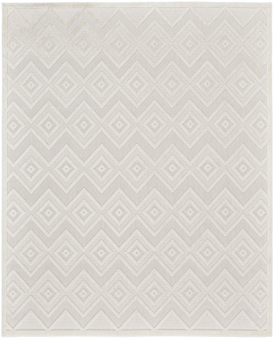 8' X 10' Geometric Flatweave Area Rug - Cream