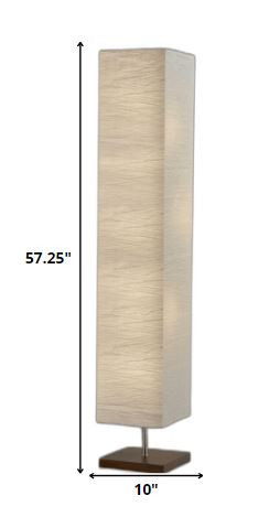 Two Light Column Floor Lamp With Rectangular Shade - White