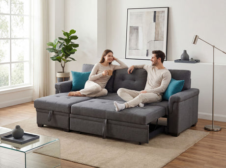 Lucca - Reversible Sleeper Sectional Sofa With Storage Chaise - view 7