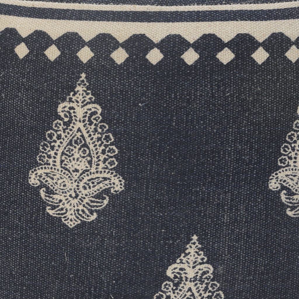 Round Ottoman Cotton - Blue