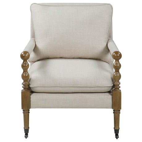 Dempsy - Upholstered Accent Chair With Casters - Beige by CoasterElevations | Bel Furniture