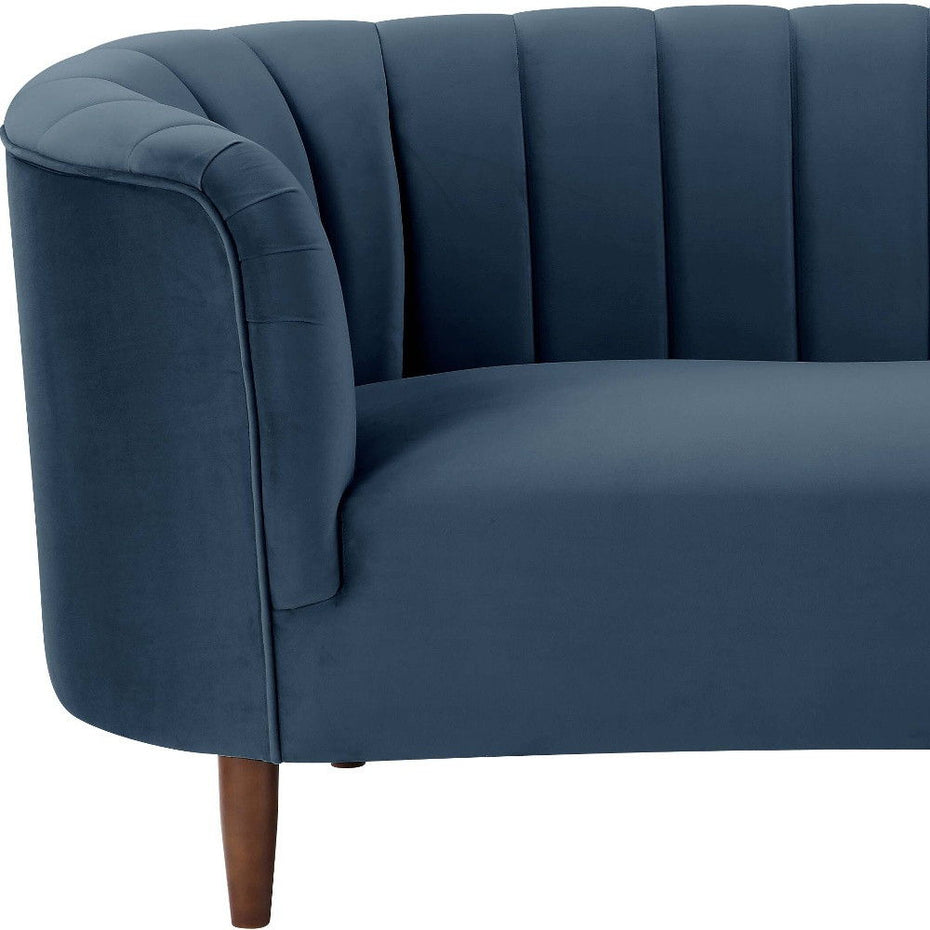 Velvet Sofa With Black Legs - Blue