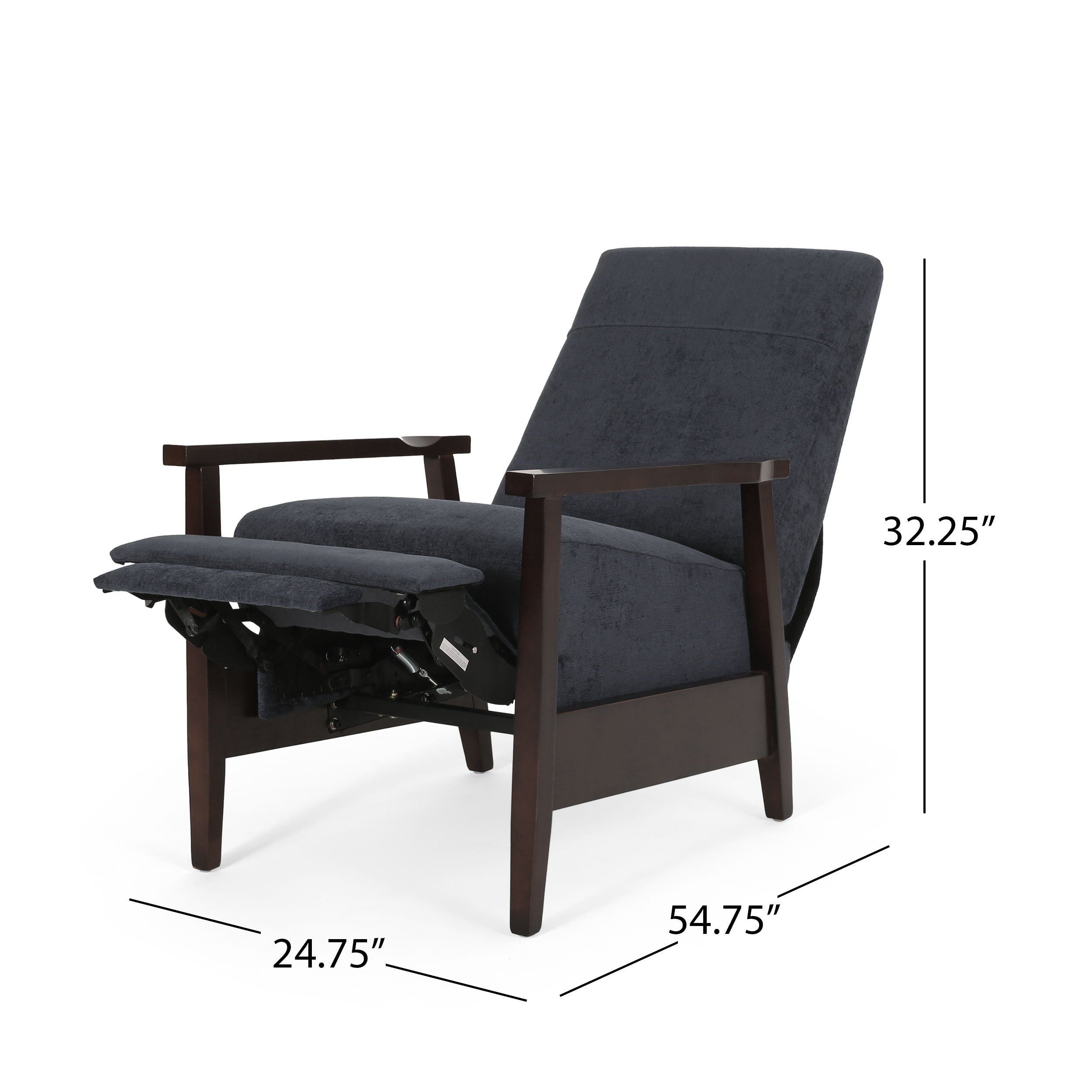 Wide Wood Hand Manual Club Recliner