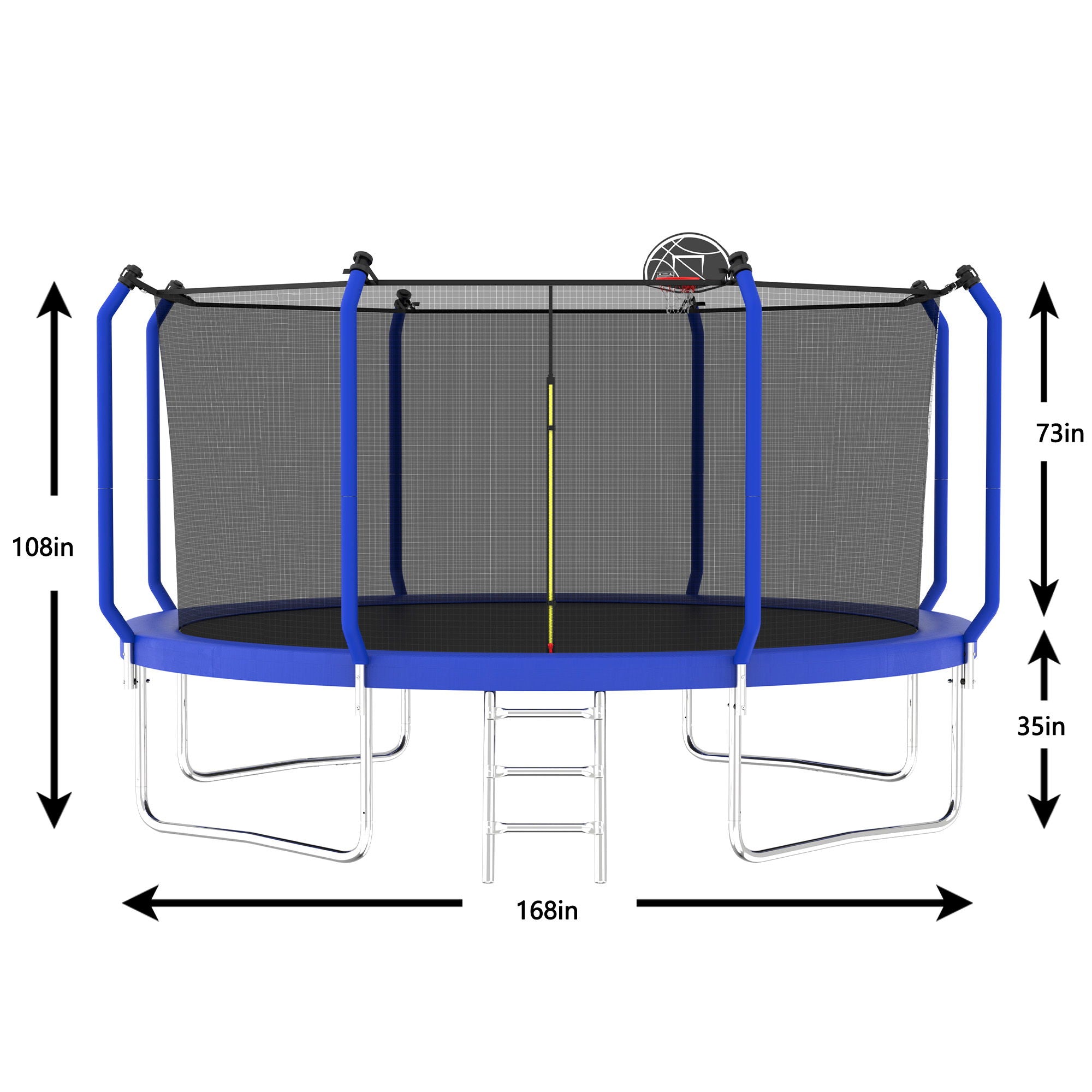 Trampoline With Basketball Hoop, Astm Approved Reinforced Type Outdoor Trampoline With Enclosure Net