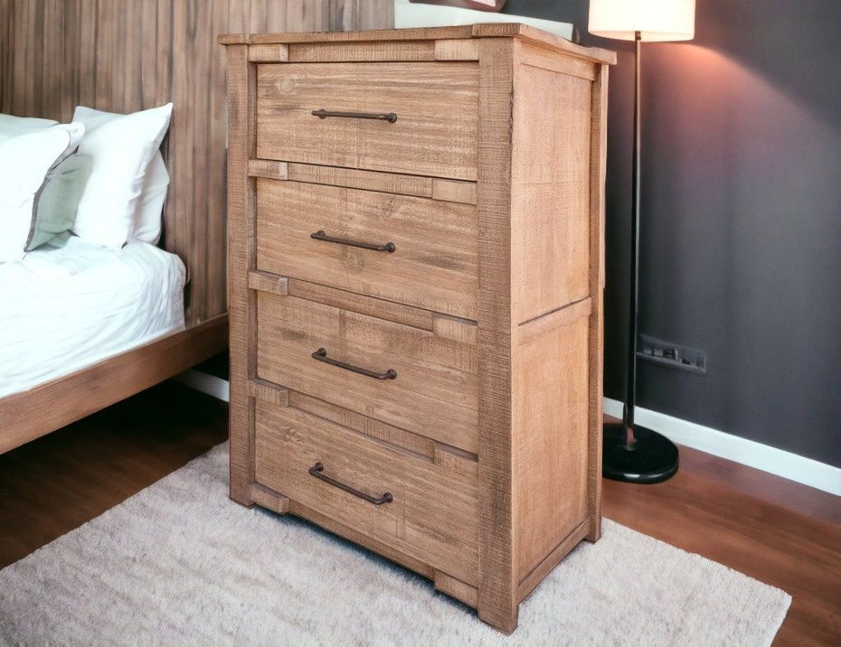 Solid Wood 4 Drawer Chest - Natural