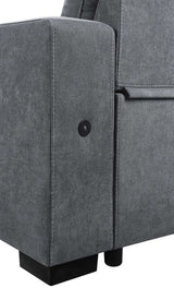 Toby - Woven Fabric Reversible Sleeper Sectional Sofa With Storage Chaise Cup Holder Charging Ports And Pockets by Lilola Home | Bel Furniture