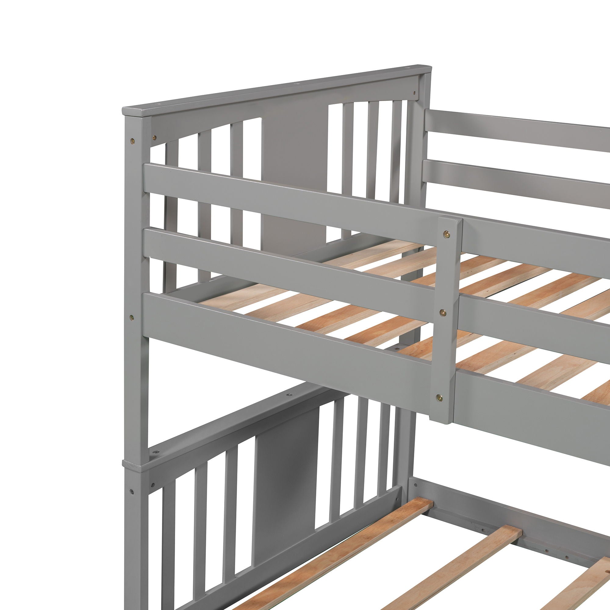 79.5" Twin Over Twin Bunk Bed With Ladder - Gray