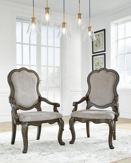 Maylee - Dining Upholstered Arm Chair (Set of 2) - Dark Brown - view 3
