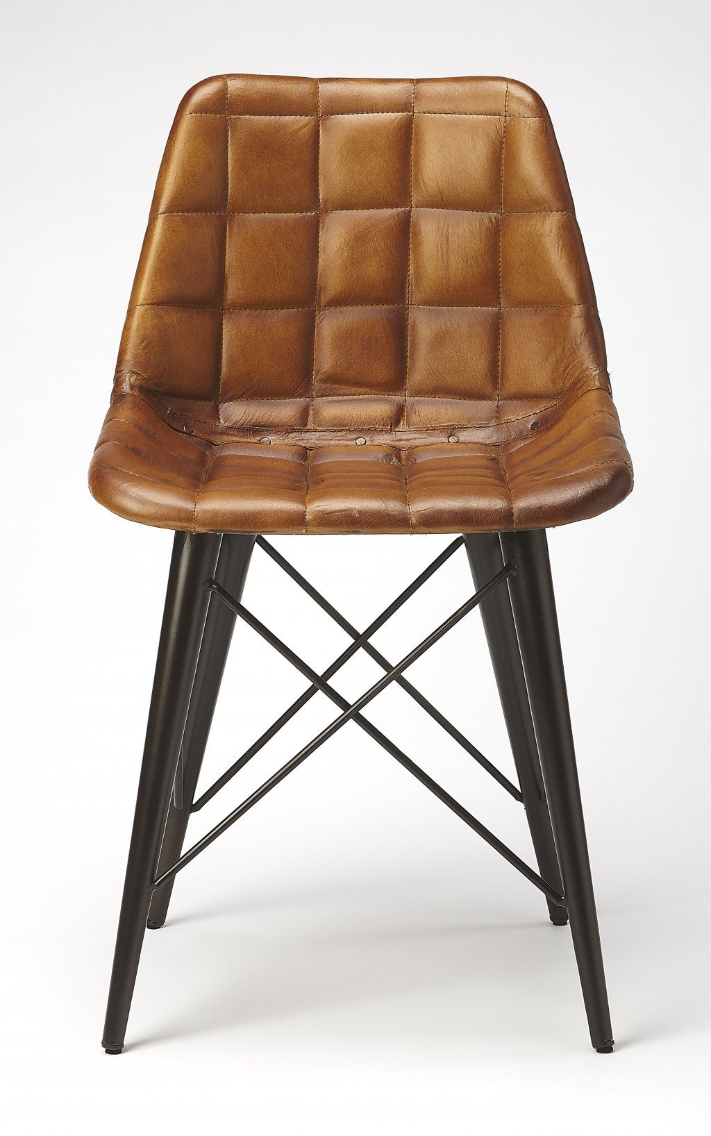 Faux Leather Tufted Side Chair - Brown