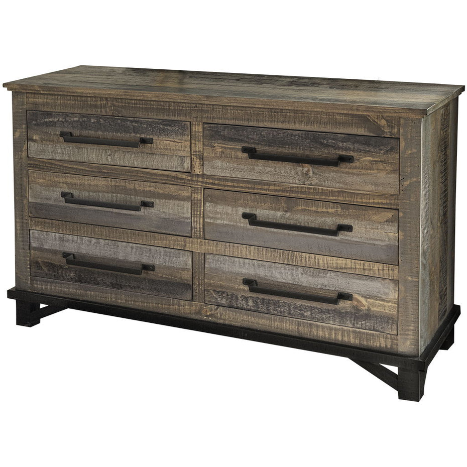 Wood 6 Drawer Double Dresser - Brown