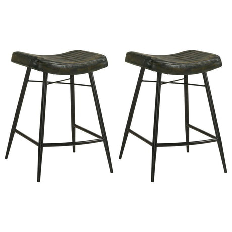 Bayu - Leather Upholstered Counter Stool (Set of 2) Dark Brown by Coaster Fine Furniture | Bel Furniture